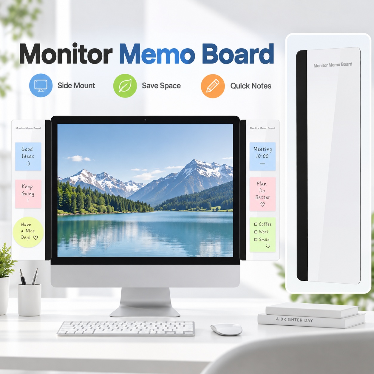 Document Holder Monitor - حامل ملاحظات لشاشة الكمبيوتر مع مشبك،